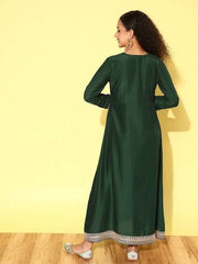 Women Floral Embroidered Sequined A-Line Ethnic Dress - Inddus.com