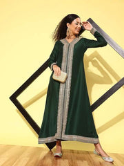 Women Floral Embroidered Sequined A-Line Ethnic Dress - Inddus.com