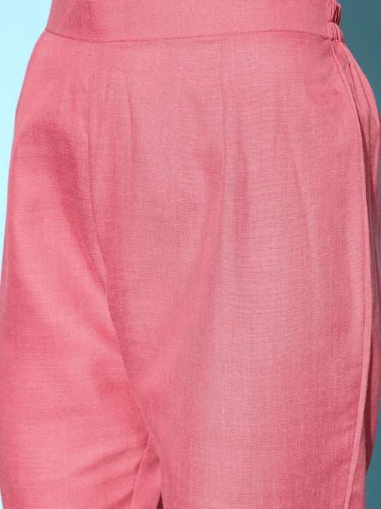 Women Floral Embroidered Thread Work Kurta with Trousers & With Dupatta - Inddus.com