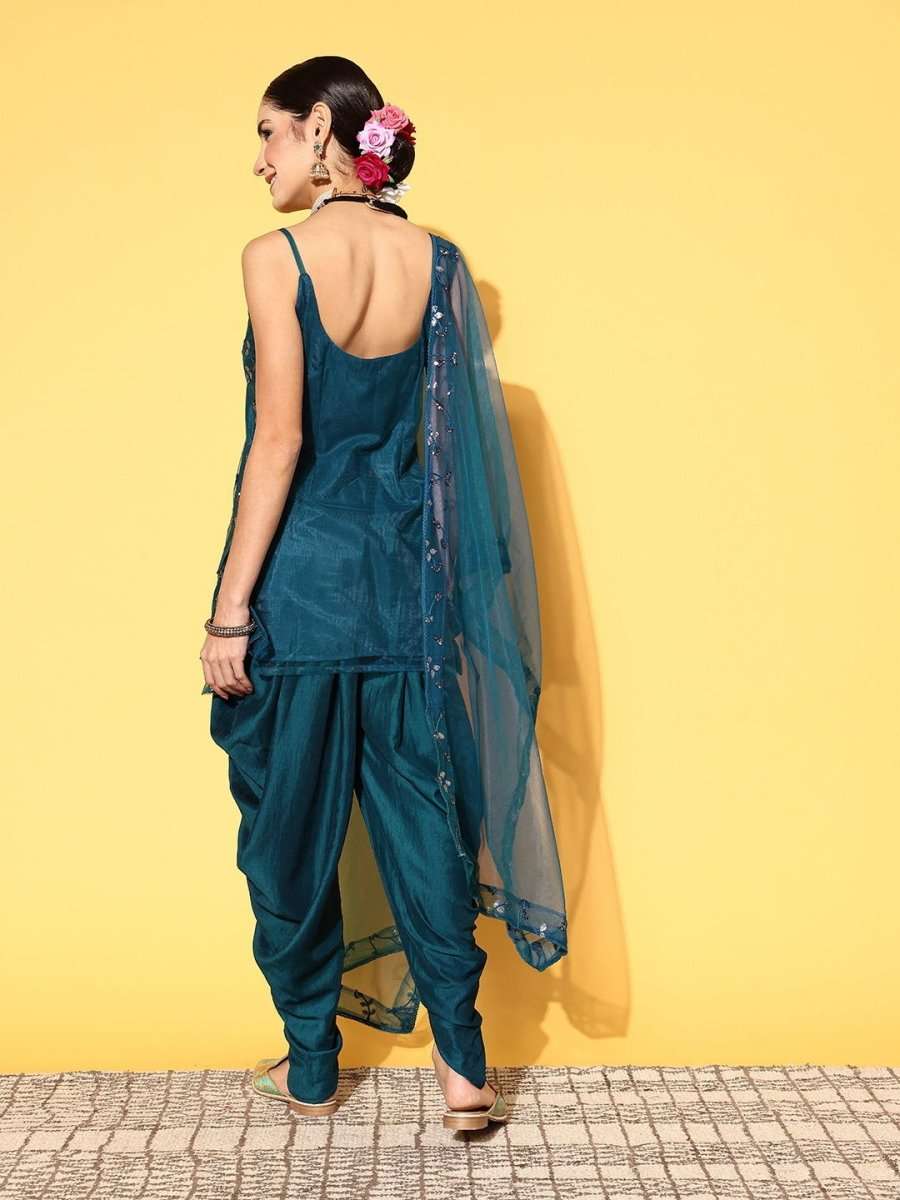 Women Floral Net Bling it On Kurta Set - Inddus.com