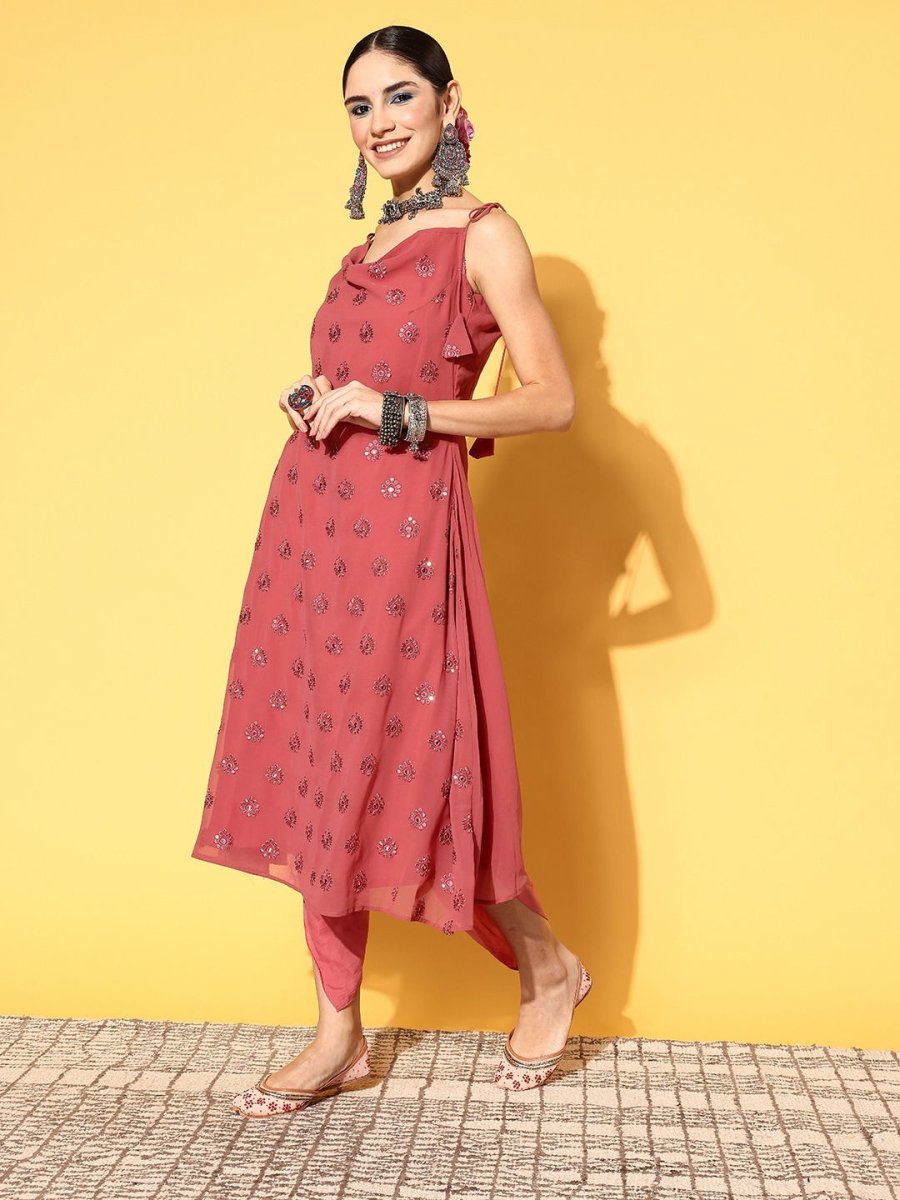 Women Floral Poly Georgette Bling it On Kurta Set - Inddus.com