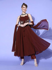 Women Floral Poly Georgette Swirling Volume Kurta Set - Inddus.com