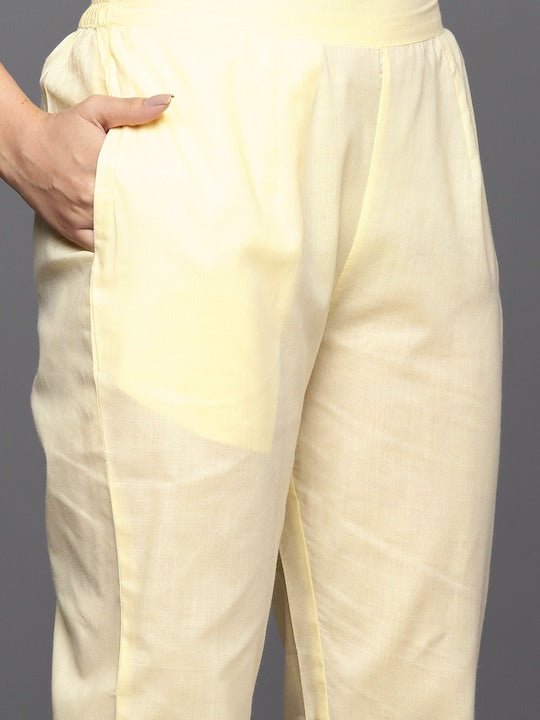 Women Floral Print with Embroidery Chikankari Cotton Kurta with Trousers - Inddus.com