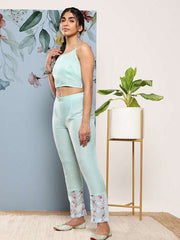 Women Floral Printed A-Line Kurta With Trousers - Inddus.com