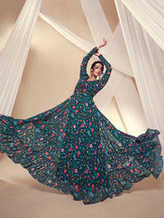 Women Floral Printed and Thread Embroidered Lace Kurta with Dupatta - Inddus.com