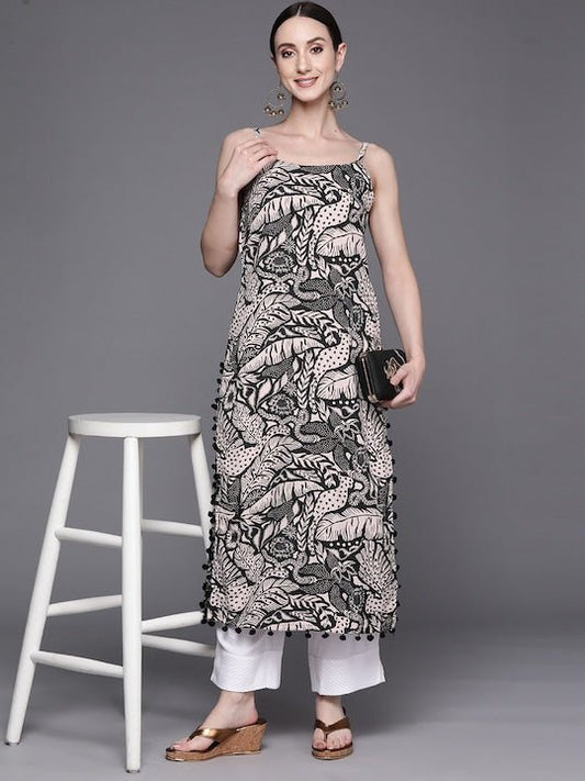 Women Floral Printed Crepe Kurta - Inddus.com