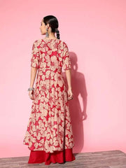 Women Floral Printed High Slit Kurta with Palazzos - Inddus.com