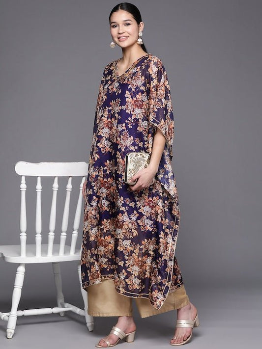 Women Floral Printed Kaftan Kurta - Inddus.com