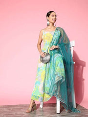 Women Floral Printed Kurta with Trousers & With Dupatta - Inddus.com