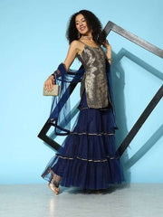 Women Floral Regular Kurta with Sharara & Dupatta - Inddus.com