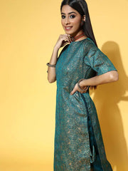 Women Floral Silk Blend Ethereal Embroidery Kurta Set - Inddus.com