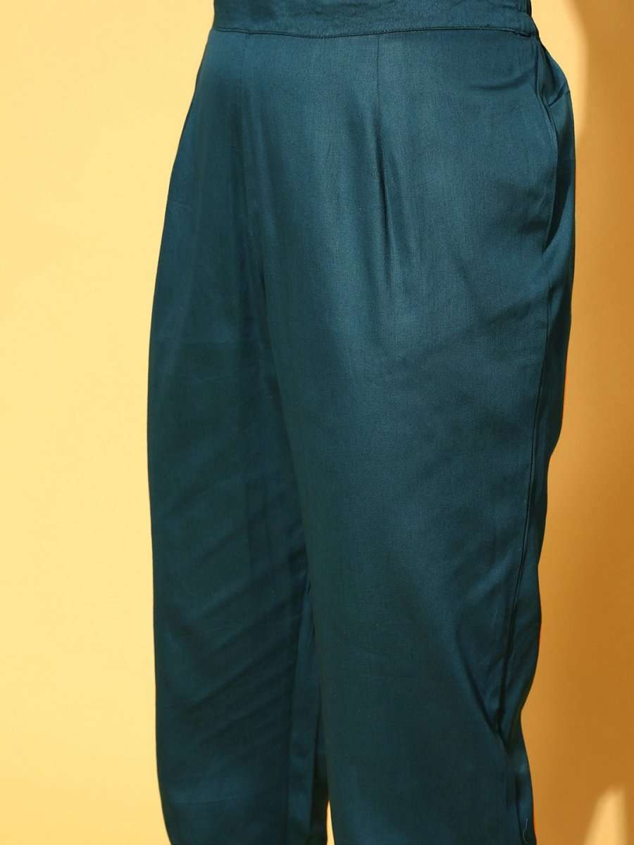 Women Floral Silk Blend Ethereal Embroidery Kurta Set - Inddus.com