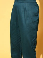 Women Floral Silk Blend Ethereal Embroidery Kurta Set - Inddus.com