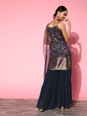 Women Floral Silk Blend Ethereal Embroidery Kurta Set - Inddus.com