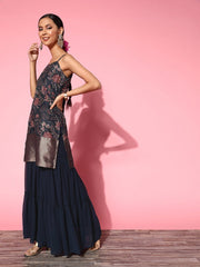 Women Floral Silk Blend Ethereal Embroidery Kurta Set - Inddus.com