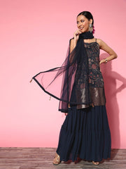 Women Floral Silk Blend Ethereal Embroidery Kurta Set - Inddus.com