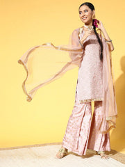 Women Floral Silk Blend Ethereal Embroidery Kurta Set - Inddus.com