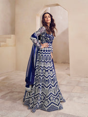 Women Floral Thread Embroidered Anarkali Kurta with Dupatta - Inddus.com