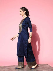 Women Floral Yoke Design Kurta with Palazzos & With Dupatta - Inddus.com