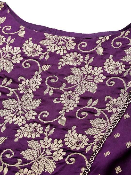 Women Floral Yoke Design Kurta with Trousers - Inddus.com