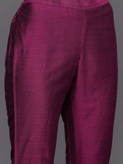 Women Floral Yoke Design Thread Work Kurta With Trousers - Inddus.com