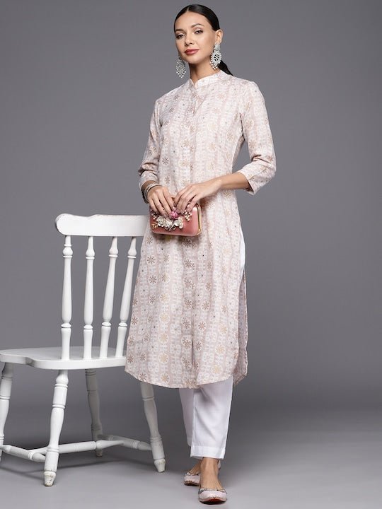 Women Geometric Printed Cotton Kurta - Inddus.com