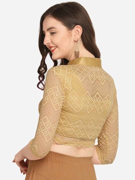 Women Gold Designer Blouse - Inddus.com