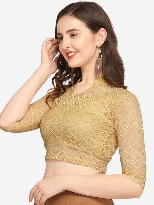 Women Gold Designer Blouse - Inddus.com