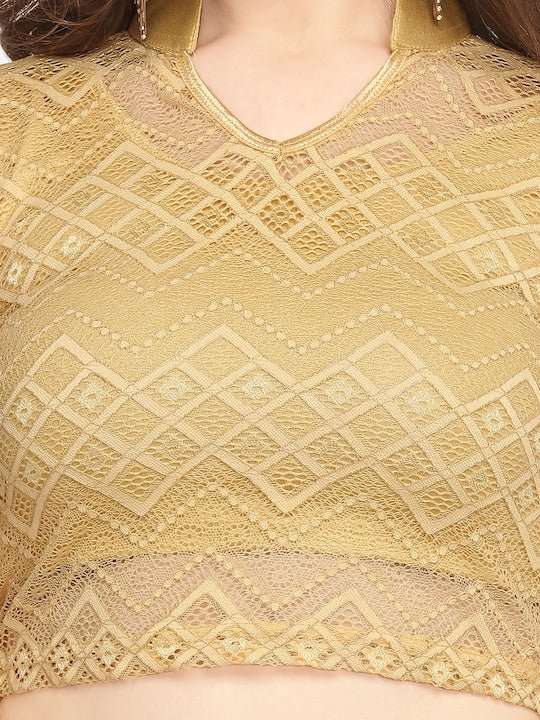 Women Gold Designer Blouse - Inddus.com