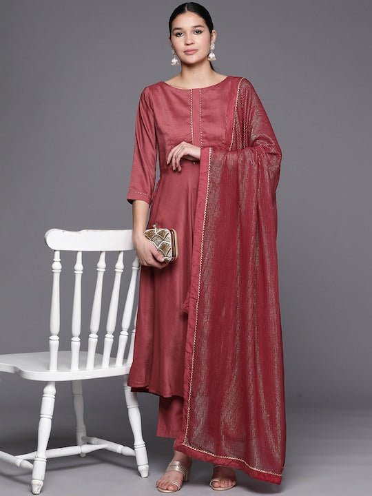 Women Gotta Patti Kurta With Trousers & With Dupatta - Inddus.com
