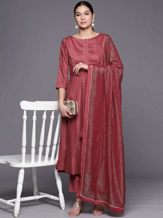 Women Gotta Patti Kurta With Trousers & With Dupatta - Inddus.com