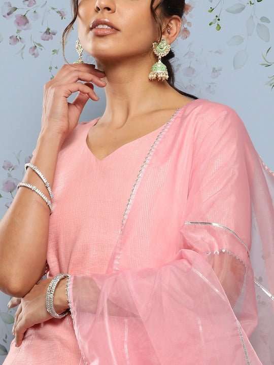 Women Gotta Patti Pure Cotton Kurti With Skirt & With Dupatta - Inddus.com