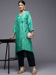Women Green Dyed Kurta - Inddus.com