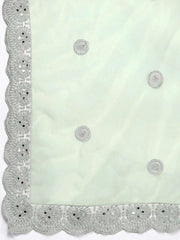 Women Green Embroidered Semi-Stitched Lehenga & Unstitched Blouse With Dupatta - Inddus.com