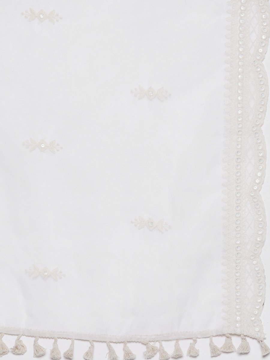 Women Green Lace Detail Yoke Design Kurta with Palazzos & With Dupatta - Inddus.com