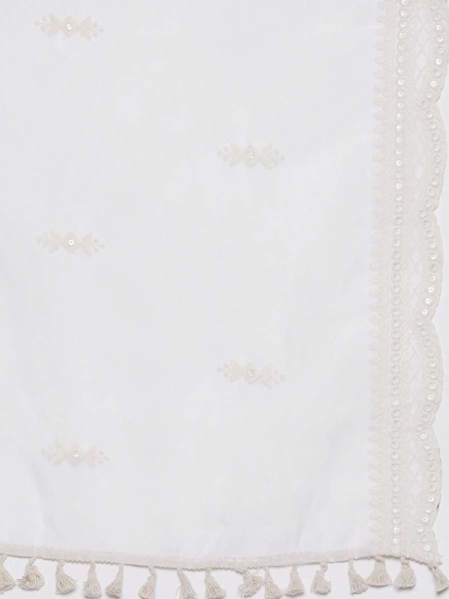 Women Green Lace Detail Yoke Design Kurta with Palazzos & With Dupatta - Inddus.com