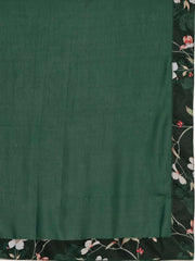 Women Green & Off White Floral Printed Angrakha Georgette Kurta With Dupatta - Inddus.com