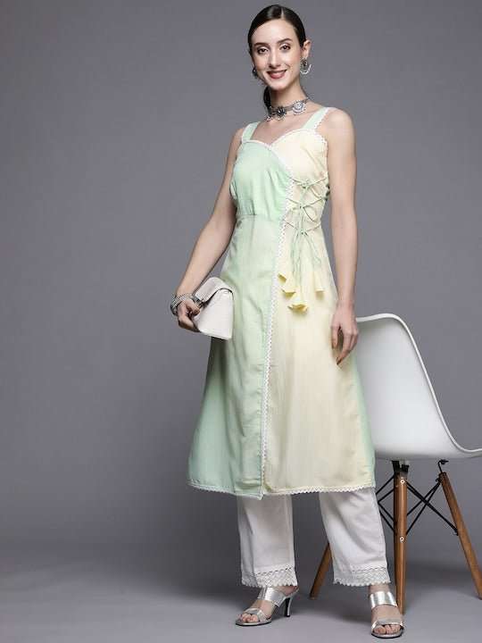 Women Green Solid Kurta - Inddus.com