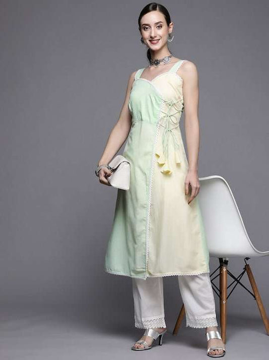 Women Green Solid Kurta - Inddus.com