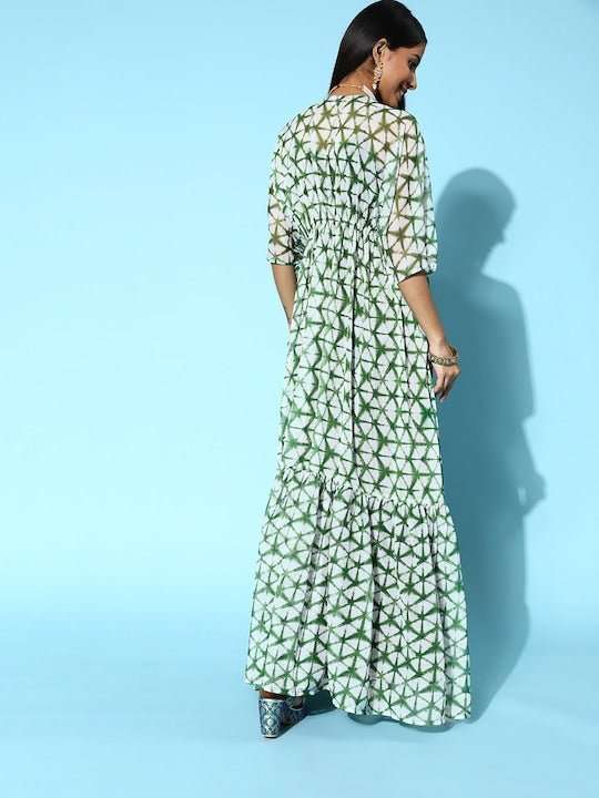 Women Green Solid Top to Toe Fusion Dress - Inddus.com