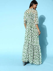 Women Green Solid Top to Toe Fusion Dress - Inddus.com