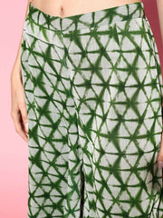 Women Green Solid Tunic With Printed Palazzos - Inddus.com