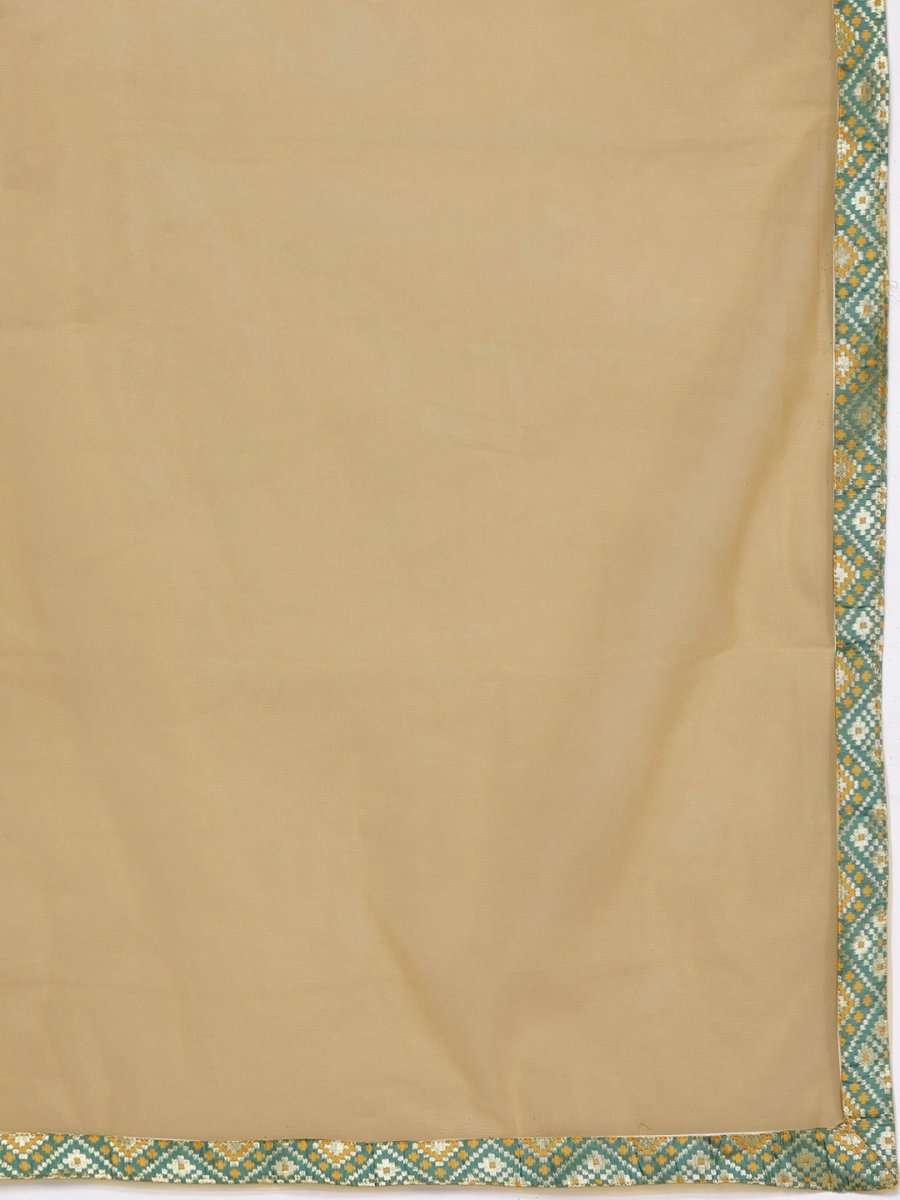 Women Green Woven Design Kurta with Trousers & With Dupatta - Inddus.com