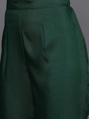 Women Green Yoke Design Pleated Sequinned Kurta with Trousers & With Dupatta - Inddus.com