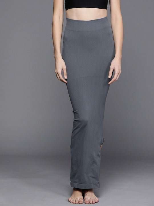 Women Grey Solid High Compressed Seamless Instant Slimming Saree Shapewear - Inddus.com