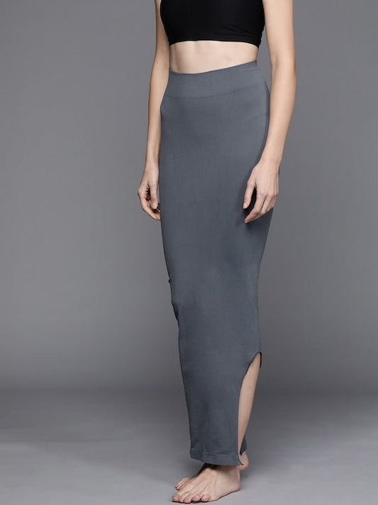Women Grey Solid High Compressed Seamless Instant Slimming Saree Shapewear - Inddus.com