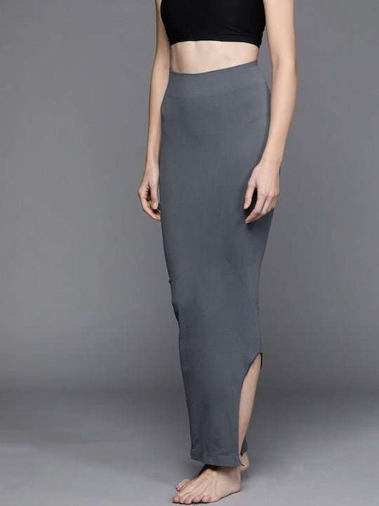 Women Grey Solid High Compressed Seamless Instant Slimming Saree Shapewear - Inddus.com