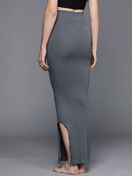Women Grey Solid High Compressed Seamless Instant Slimming Saree Shapewear - Inddus.com