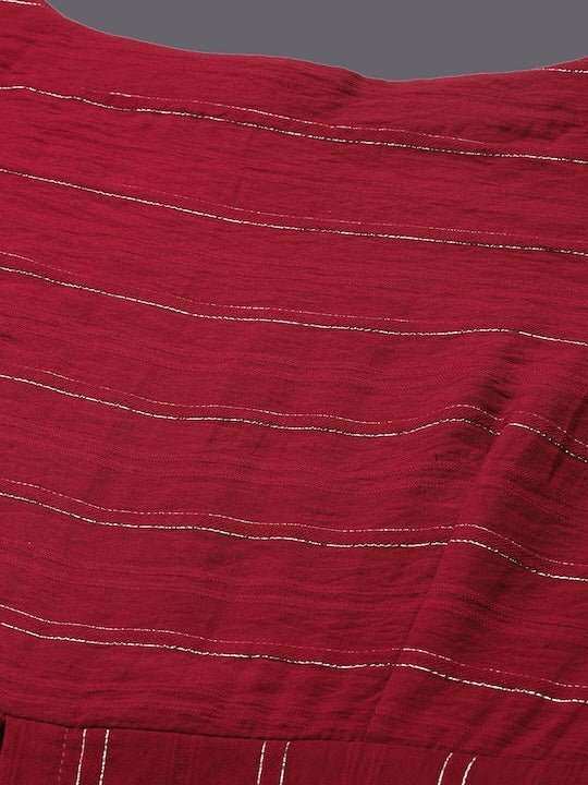 Women High Slit Woven Design Kurta - Inddus.com