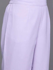 Women Lavender Embroidered Chikankari Kurta with Palazzos & With Dupatta - Inddus.com